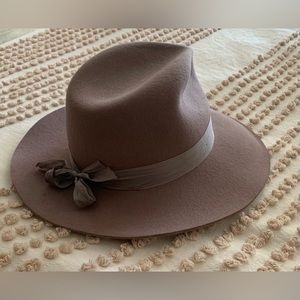 Free people felt and silk taupe hat